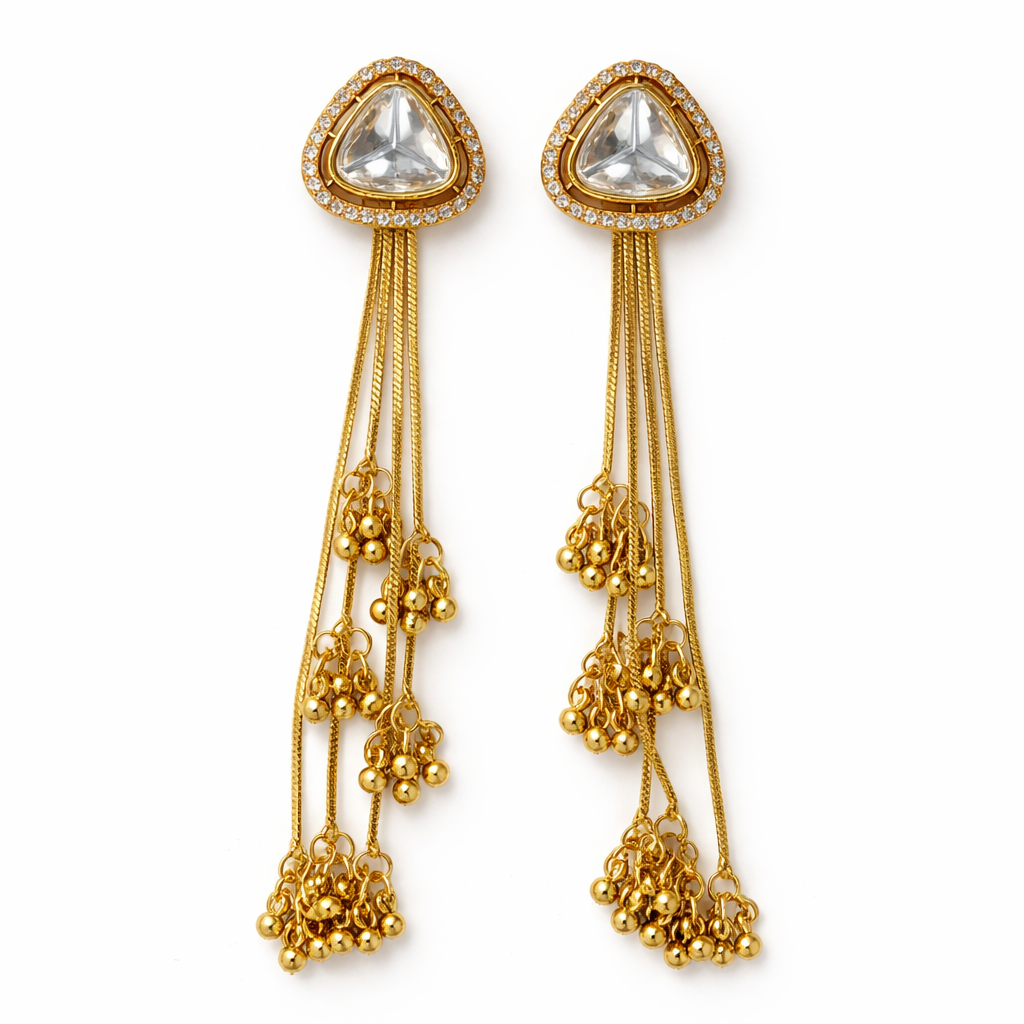 Royal Cascade Gold Tassel Earrings