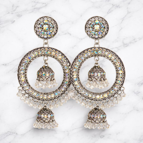 Royal Prism Oxidised Circle Jhumka Earrings