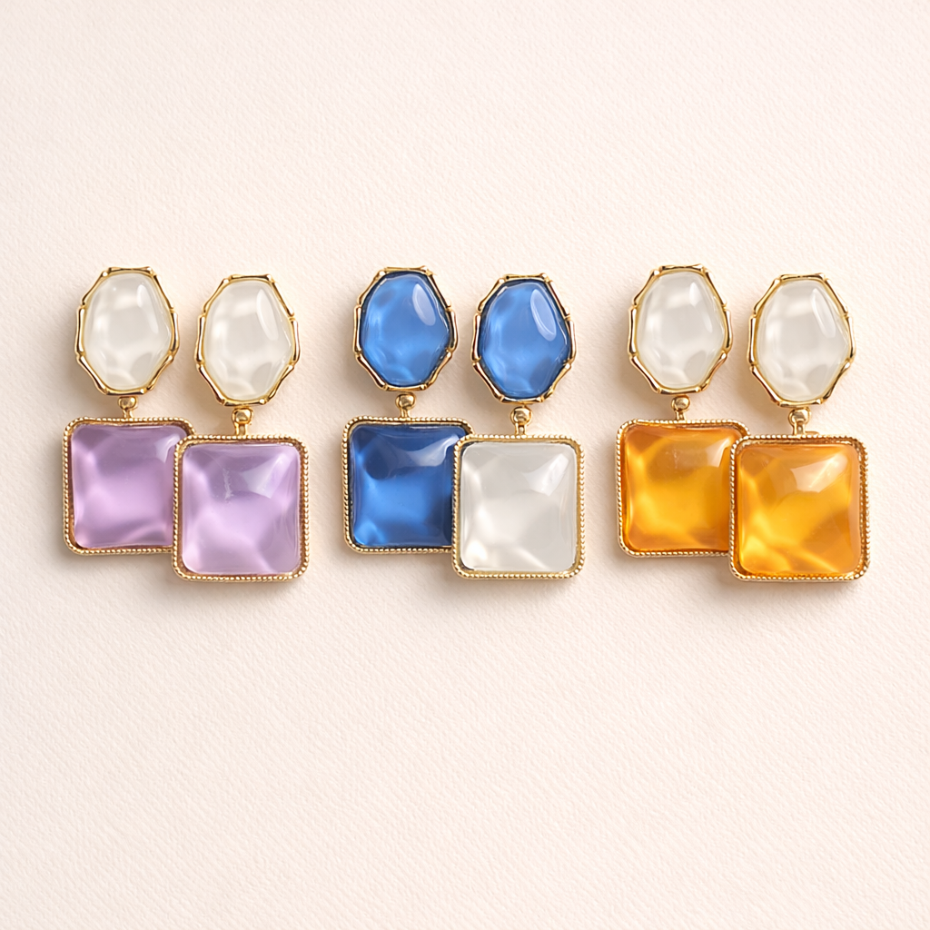 Elegant Dual Stone Drop Earrings
