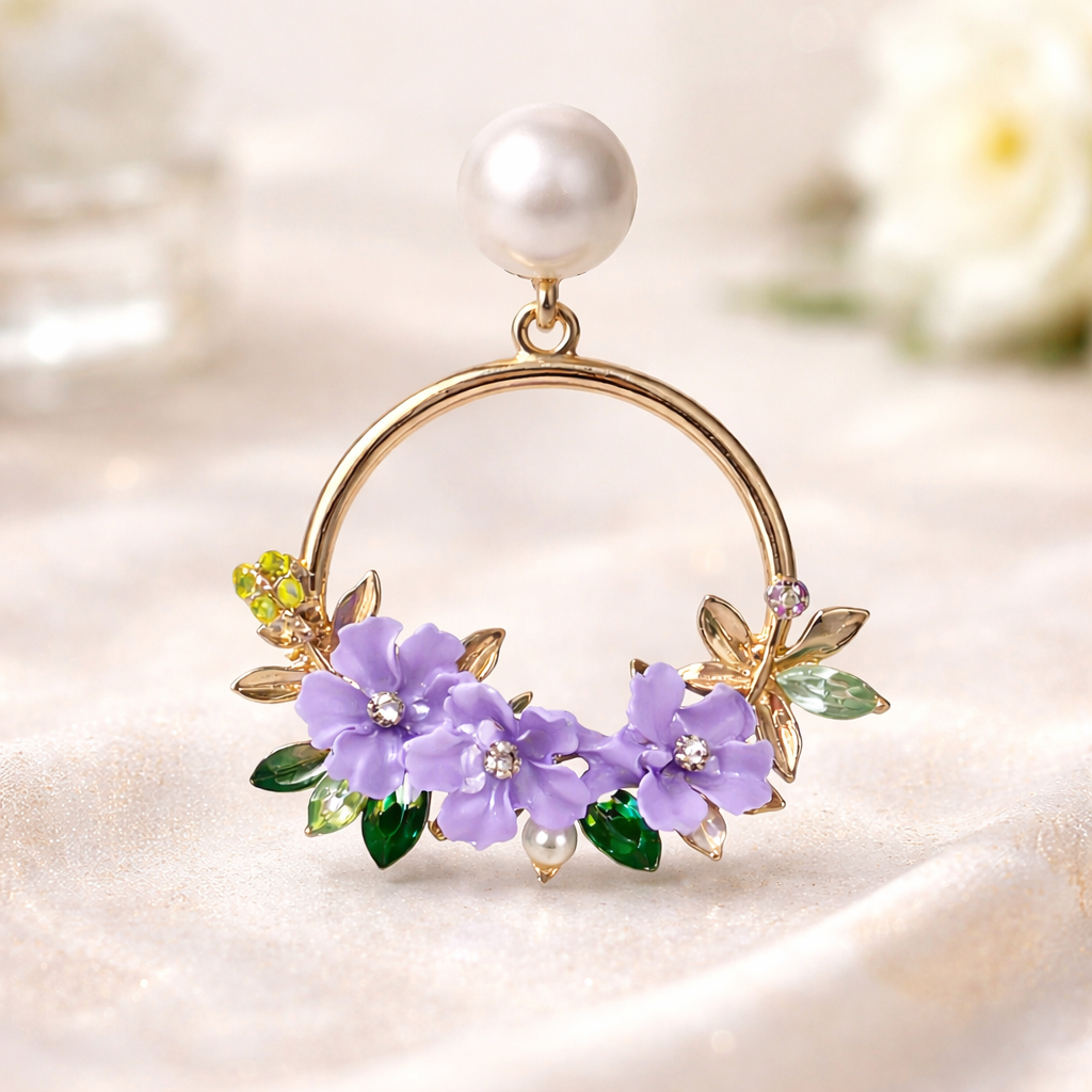 Floral Pearl Hoop Earrings