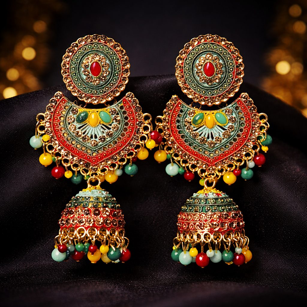 Royal Heritage Multicolor Jhumka Earrings